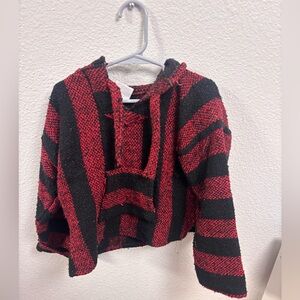 Vel-Mex Baja Hoodie Red Black Acrylic Drug Rug Mexico Poncho Size 4